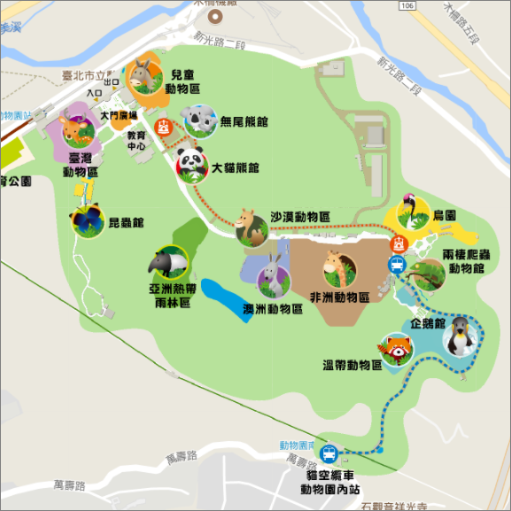 台北市立動物園の園内地図